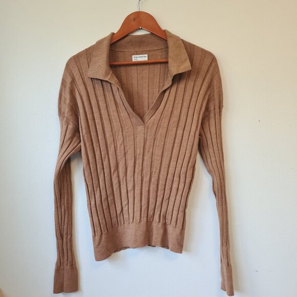 Frank and Oak Women Knit Sweater Polo Neck Long Sleeves Size XL Merino Wool - Picture 2 of 11